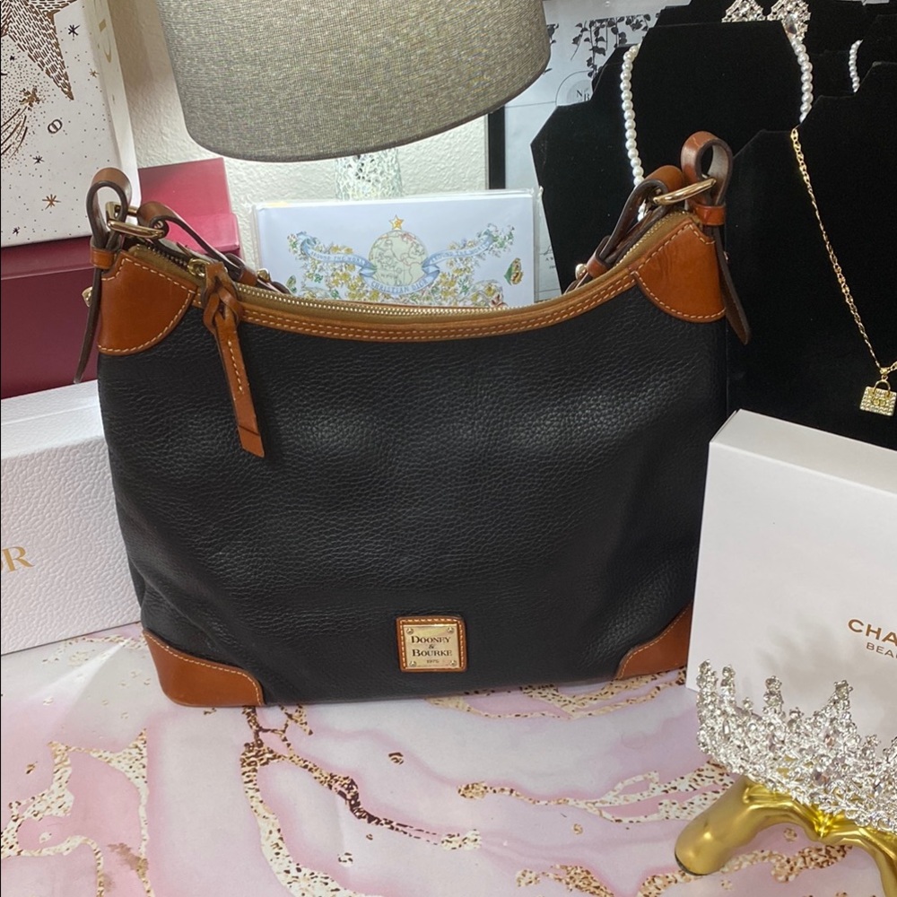 Dooney & Bourke Black and Brown Leather Shoulder Bag